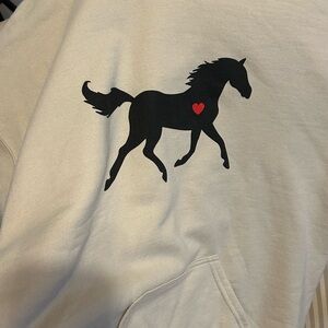 Gildan Cream Sweatshirt with Black Horse Design